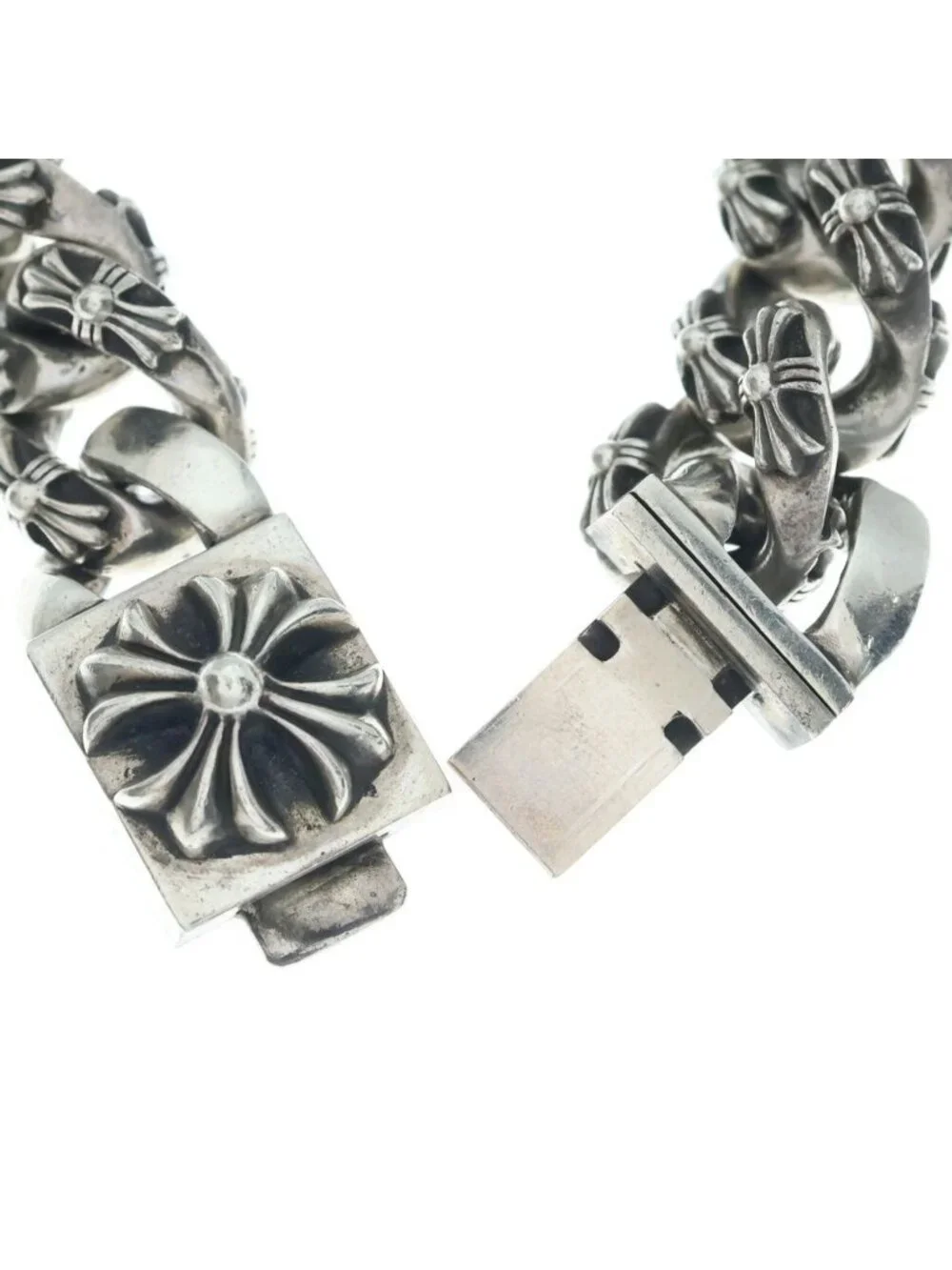 Chrome Hearts Extra Fancy Link Large Chx Box ID Bracelet Silver